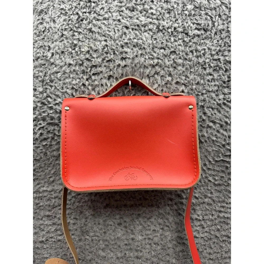 The Cambridge Satchel Company Fluoro Orange Leather Satchel Crossbody Bag